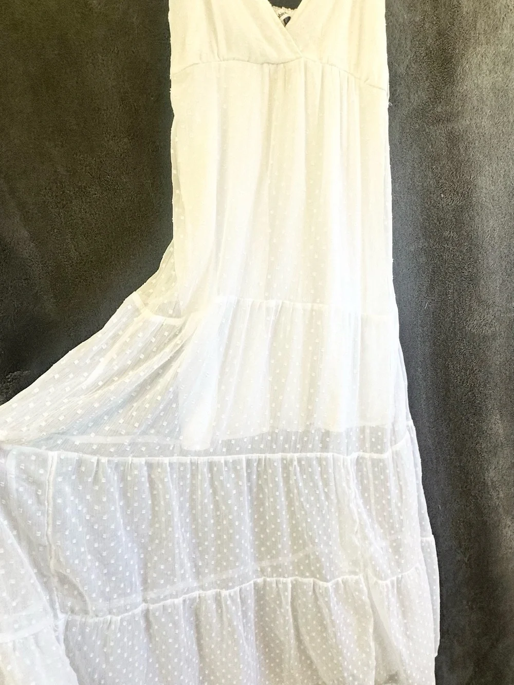 Abercrombie & Fitch White Tiered Maxi Dress with Tie Straps